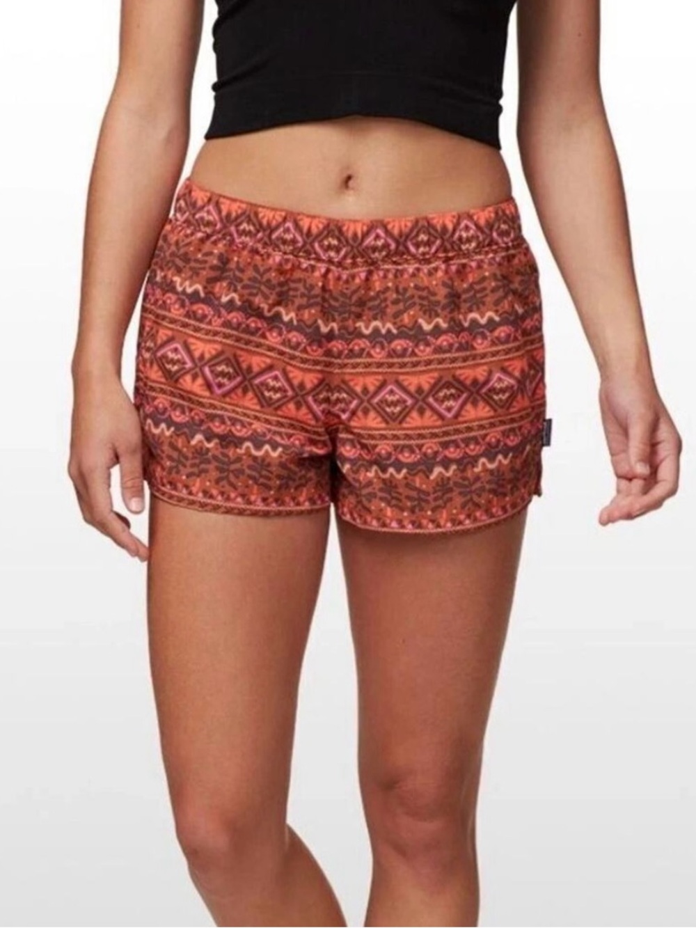 Patagonia Women's Barely Baggies, Mangrove Tiki: Henna Brown - 2.5” Inseam XL